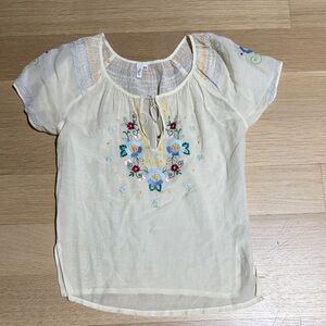 Joie Cream Blouse with Embroidered Details